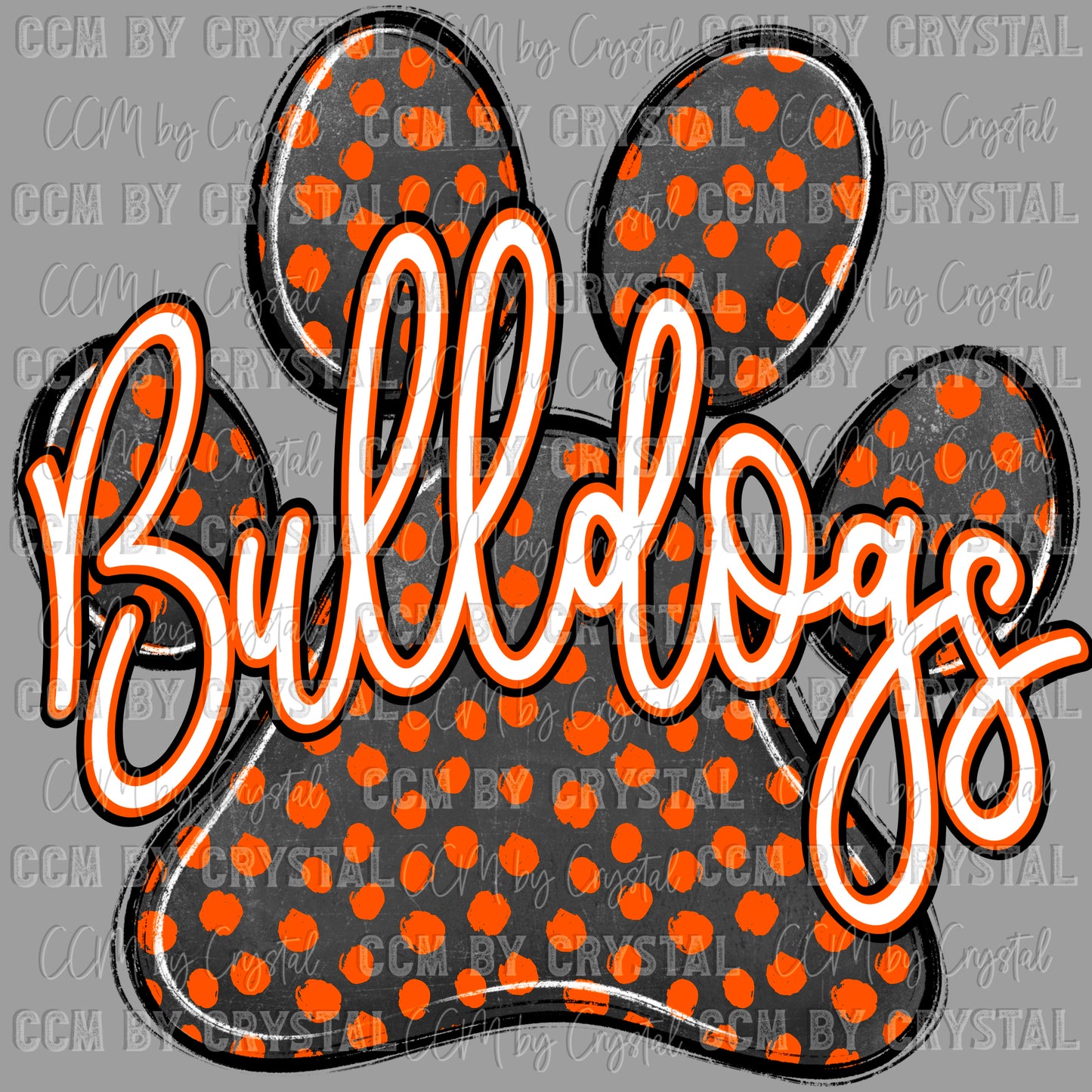 Bulldogs paw orange Mascot Ready to Press Transfer DTF Transfer Sublimation Transfer
