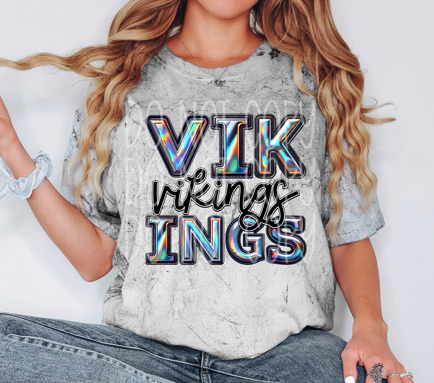 Vikings Mascot Iridescent Effect Ready to Press Transfer DTF Transfer Sublimation Transfer