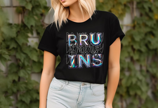 Bruins Mascot Iridescent Effect Ready to Press Transfer DTF Transfer Sublimation Transfer