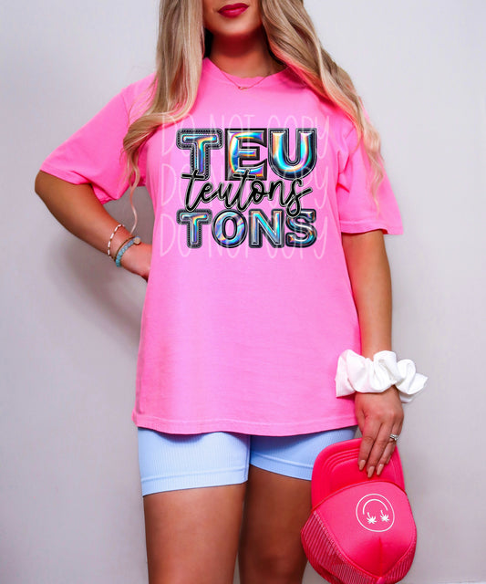 Teutons Mascot Iridescent Effect Ready to Press Transfer DTF Transfer Sublimation Transfer