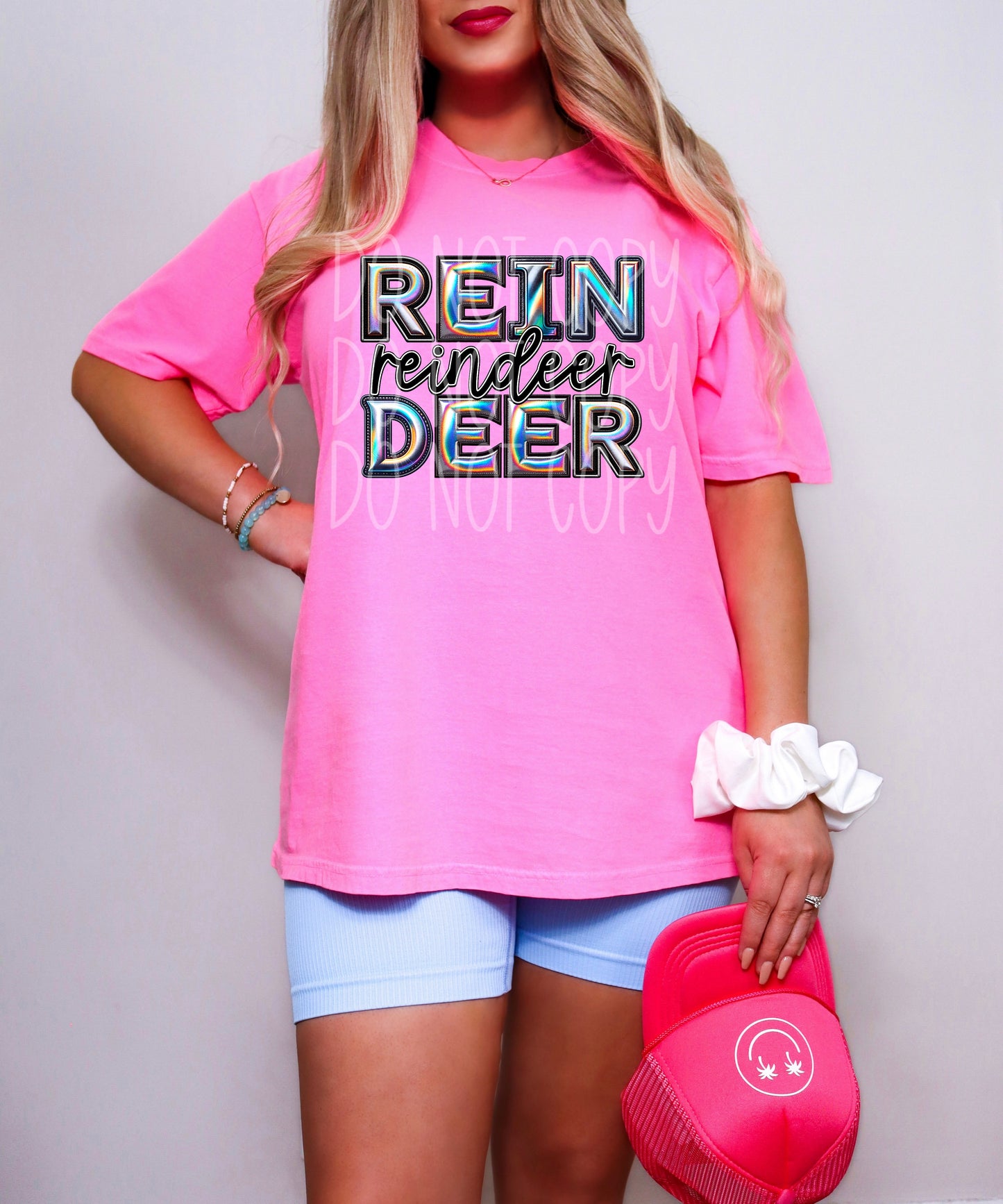 Reindeer Mascot Iridescent Effect Ready to Press Transfer DTF Transfer Sublimation Transfer