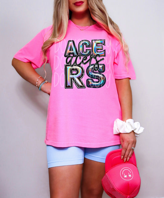 Acers Mascot Iridescent Effect Ready to Press Transfer DTF Transfer Sublimation Transfer