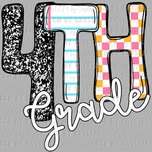 4th Fourth Grade Ready to Press Transfer DTF Transfer Sublimation Transfer