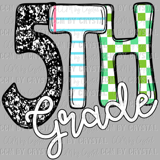 5th Fifth Grade Ready to Press Transfer DTF Transfer Sublimation Transfer