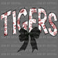 Red Black and White Tigers Mascot Toile Flowers Ready to Press Transfer DTF Transfer Sublimation Transfer