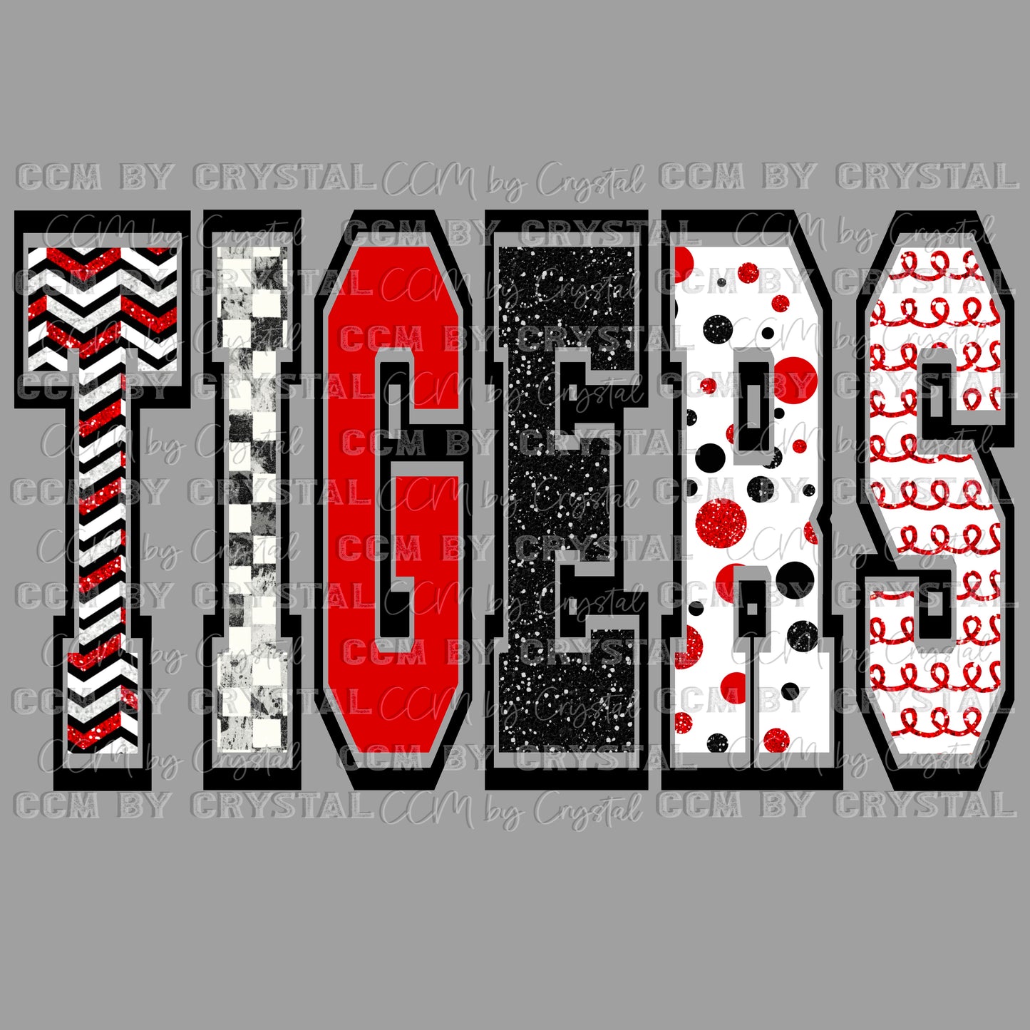 Red Black and White Tigers Mascot Ready to Press Transfer DTF Transfer Sublimation Transfer