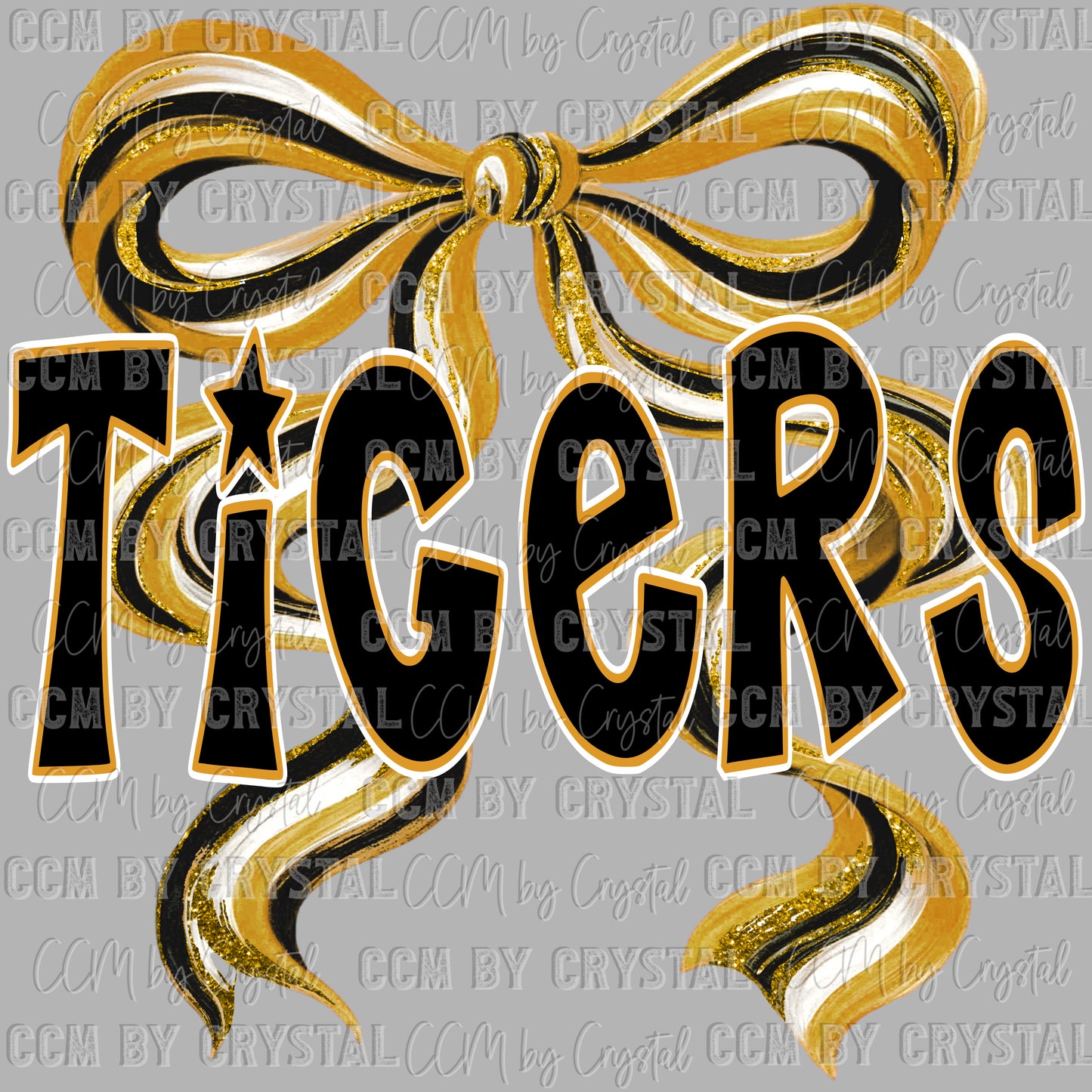 Tigers Bow Mascot Ready to Press Transfer DTF Transfer Sublimation Transfer