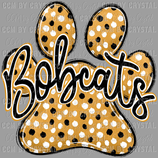 Bobcats Paw Mascot Ready to Press Transfer DTF Transfer Sublimation Transfer