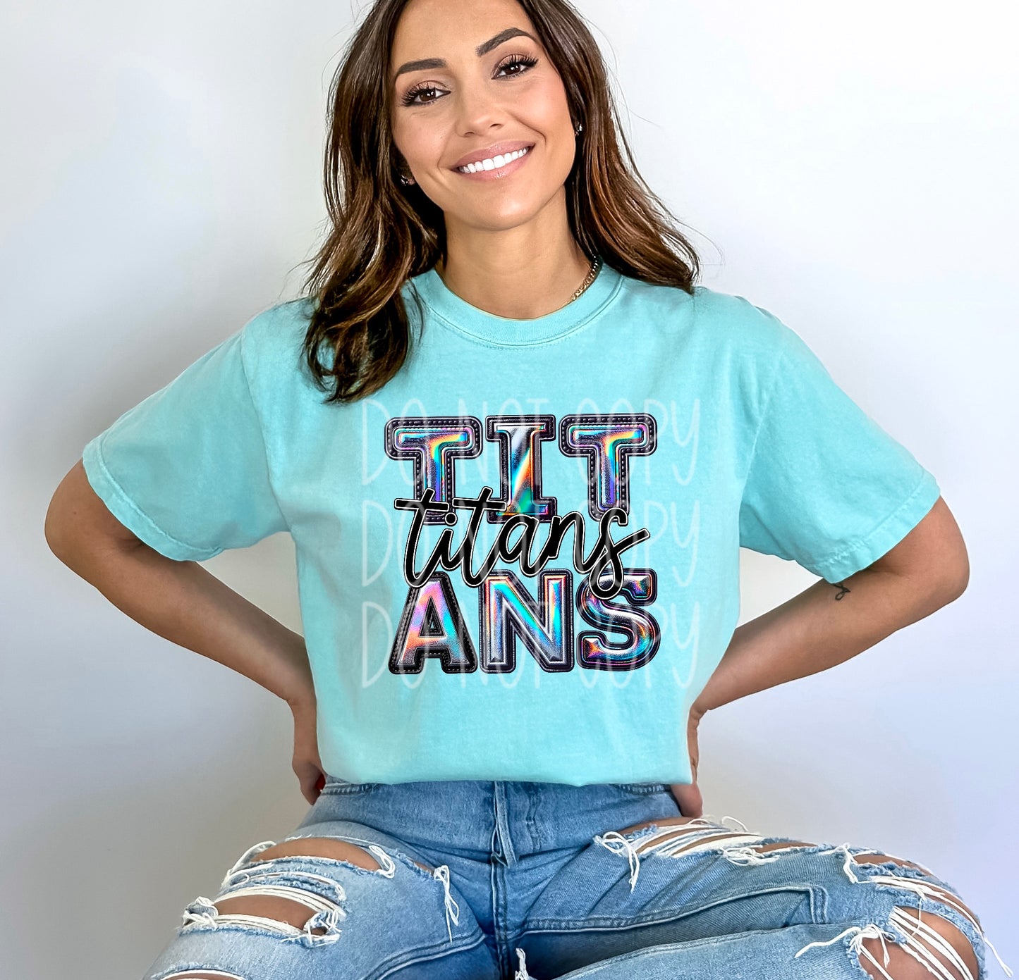 Titans Mascot Iridescent Effect Ready to Press Transfer DTF Transfer Sublimation Transfer