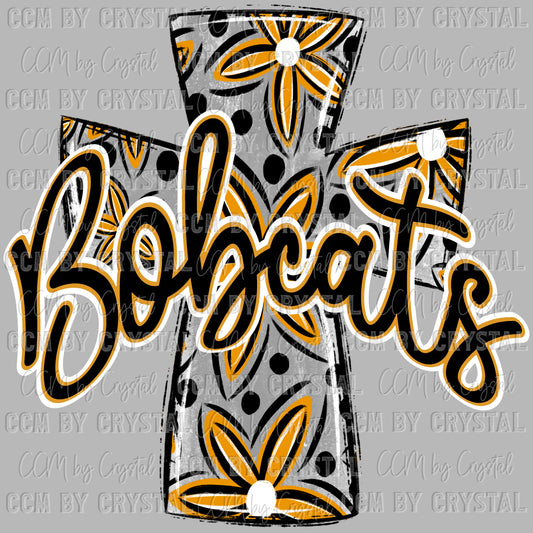 Bobcats Cross Mascot Ready to Press Transfer DTF Transfer Sublimation Transfer