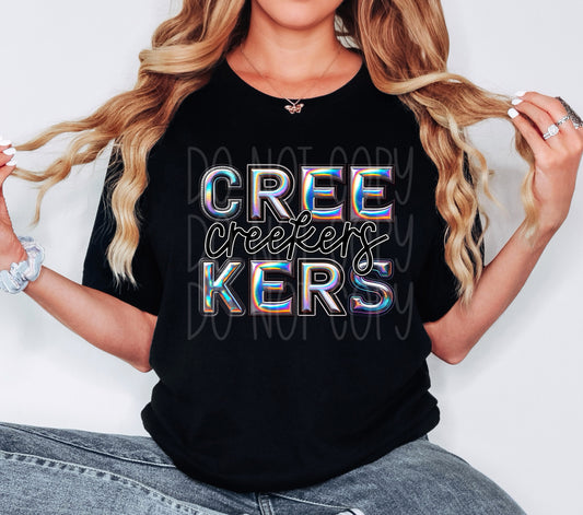 Creekers Mascot Iridescent Effect Ready to Press Transfer DTF Transfer Sublimation Transfer