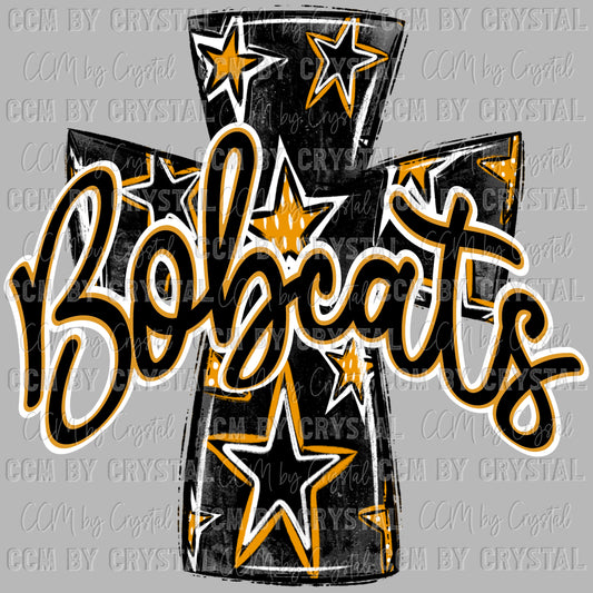 Bobcats Cross Mascot Ready to Press Transfer DTF Transfer Sublimation Transfer