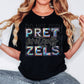 Pretzels Mascot Iridescent Effect Ready to Press Transfer DTF Transfer Sublimation Transfer