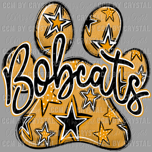 Bobcats Paw Mascot Ready to Press Transfer DTF Transfer Sublimation Transfer