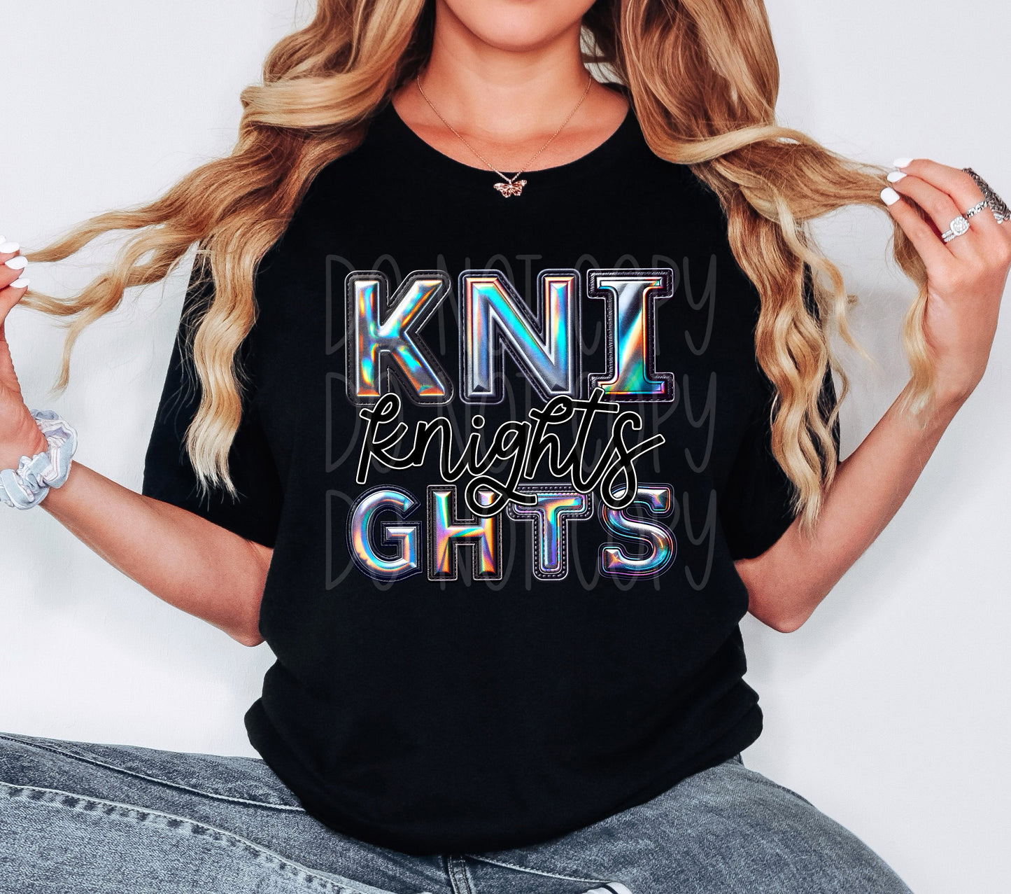 Knights Mascot Iridescent Effect Ready to Press Transfer DTF Transfer Sublimation Transfer