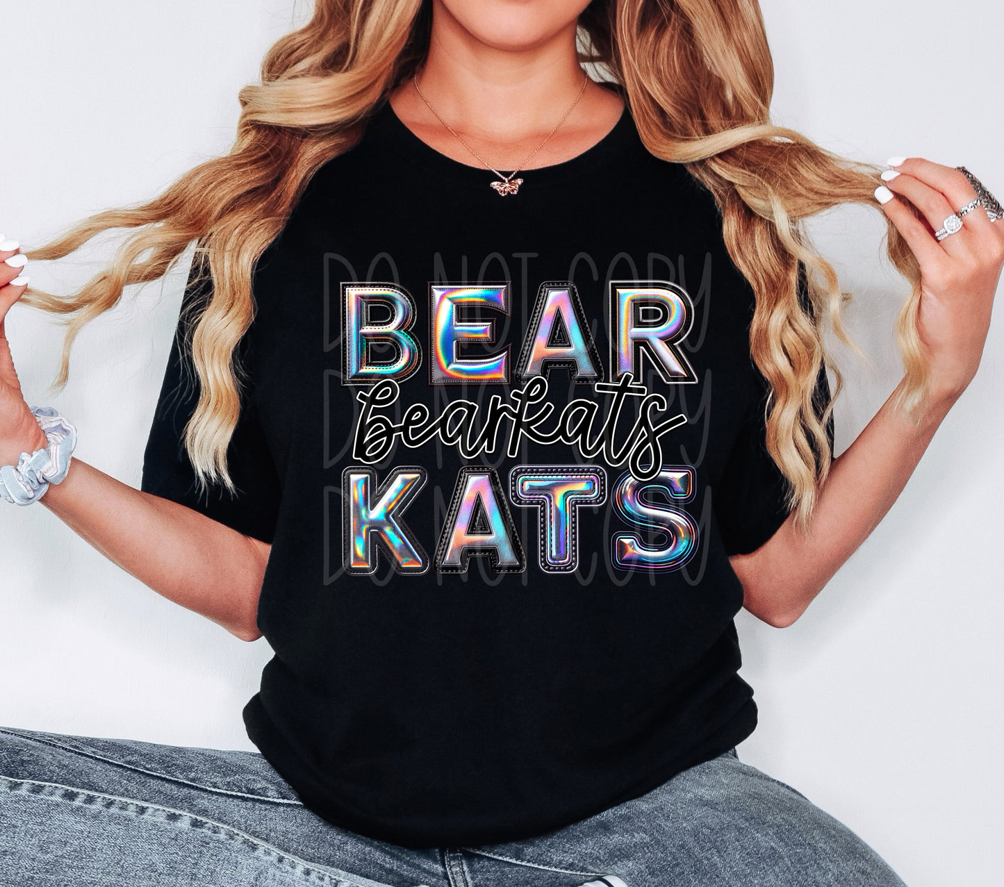 Bearkats Mascot Iridescent Effect Ready to Press Transfer DTF Transfer Sublimation Transfer