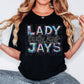 Lady Jays Mascot Iridescent Effect Ready to Press Transfer DTF Transfer Sublimation Transfer