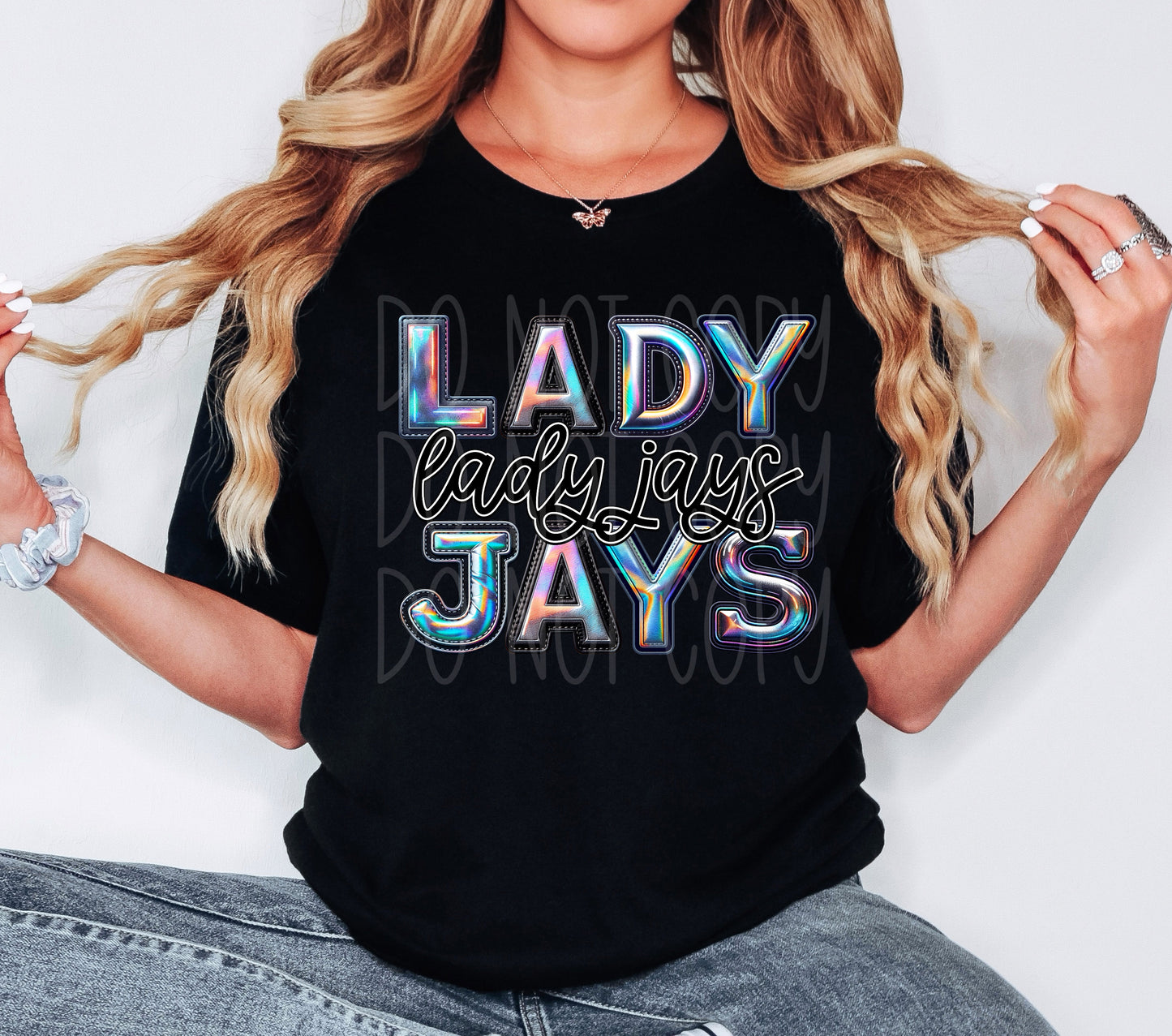 Lady Jays Mascot Iridescent Effect Ready to Press Transfer DTF Transfer Sublimation Transfer