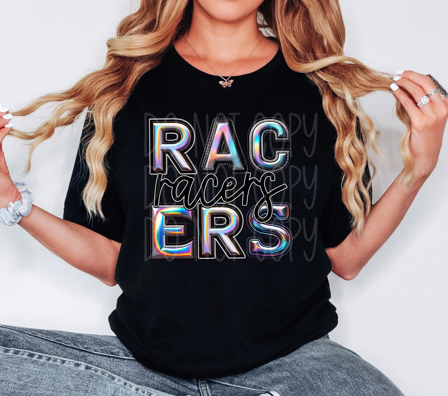 Racers Mascot Iridescent Effect Ready to Press Transfer DTF Transfer Sublimation Transfer