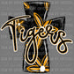Tigers Cross Gold and Black Mascot Ready to Press Transfer DTF Transfer Sublimation Transfer
