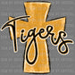 Tigers Cross Gold and Black Mascot Ready to Press Transfer DTF Transfer Sublimation Transfer