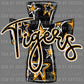 Tigers Cross Gold and Black Mascot Ready to Press Transfer DTF Transfer Sublimation Transfer