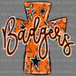 Badgers Cross Orange and Black Mascot Ready to Press Transfer DTF Transfer Sublimation Transfer