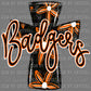 Badgers Cross Orange and Black Mascot Ready to Press Transfer DTF Transfer Sublimation Transfer