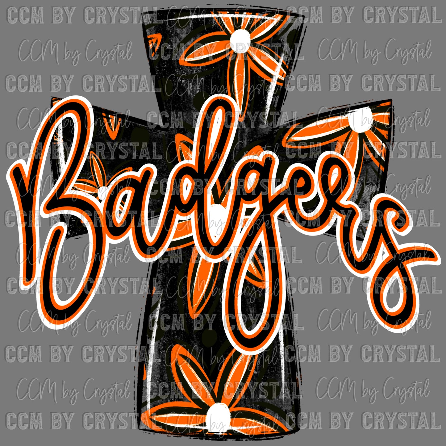 Badgers Cross Orange and Black Mascot Ready to Press Transfer DTF Transfer Sublimation Transfer