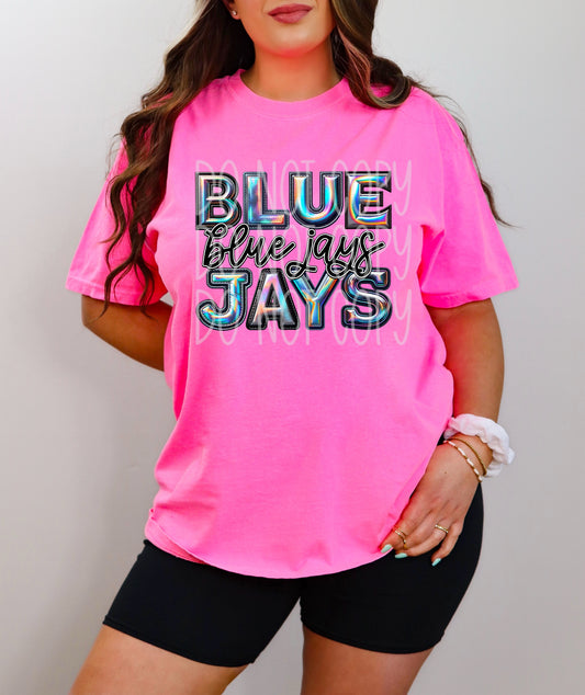 Blue Jays Mascot Iridescent Effect Ready to Press Transfer DTF Transfer Sublimation Transfer