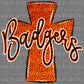 Badgers Cross Orange and Black Mascot Ready to Press Transfer DTF Transfer Sublimation Transfer