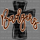 Badgers Cross Orange and Black Mascot Ready to Press Transfer DTF Transfer Sublimation Transfer