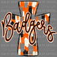 Badgers Cross Orange and Black Mascot Ready to Press Transfer DTF Transfer Sublimation Transfer