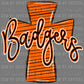 Badgers Cross Orange and Black Mascot Ready to Press Transfer DTF Transfer Sublimation Transfer