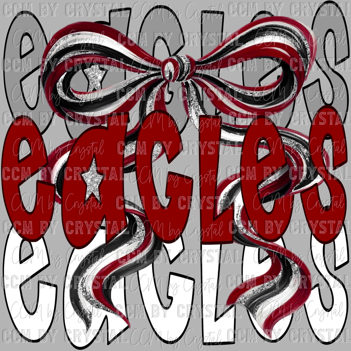 Eagles Bow Maroon Mascot Ready to Press Transfer DTF Transfer Sublimation Transfer