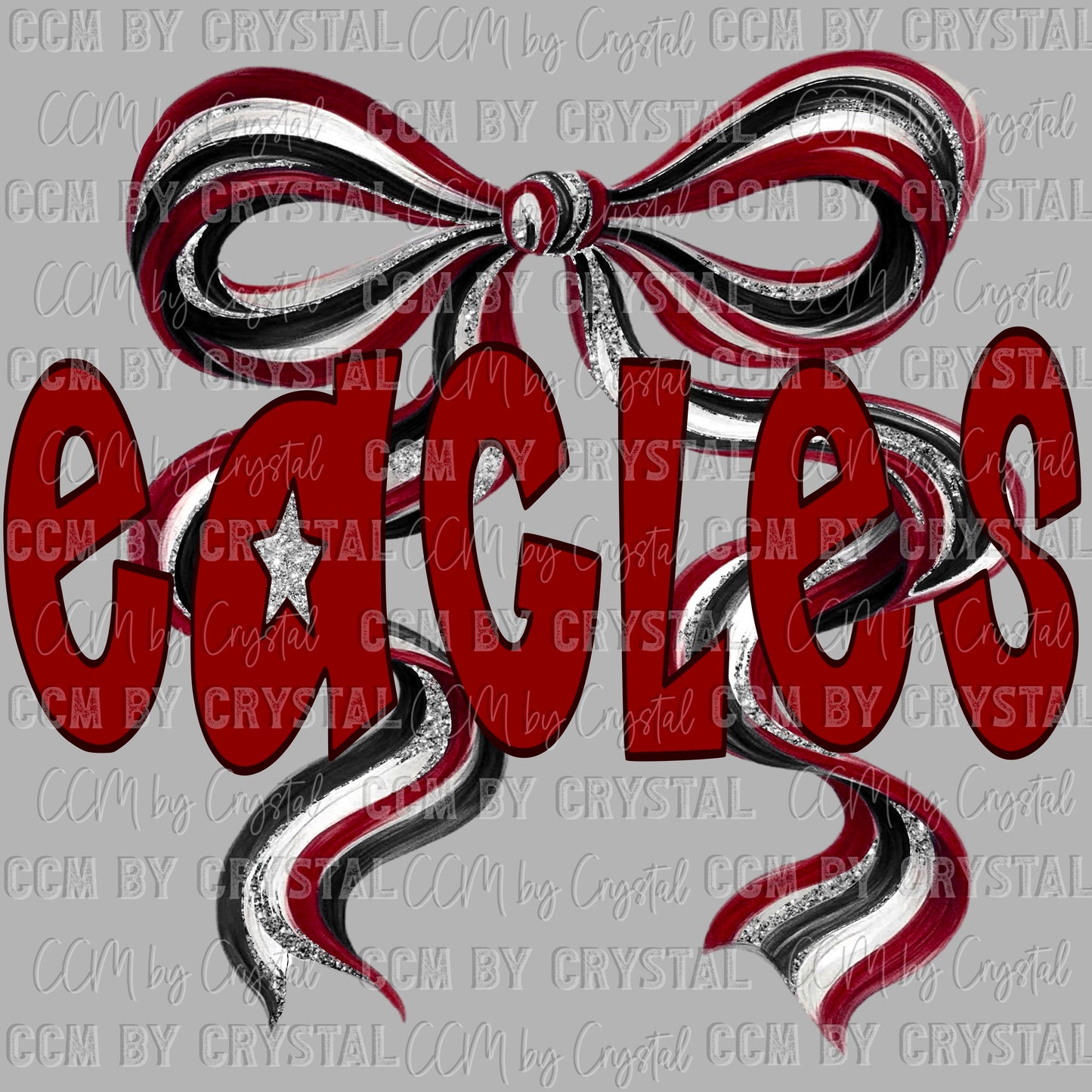Eagles Bow Maroon Mascot Ready to Press Transfer DTF Transfer Sublimation Transfer