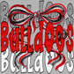 Bulldogs Bow red Mascot Ready to Press Transfer DTF Transfer Sublimation Transfer
