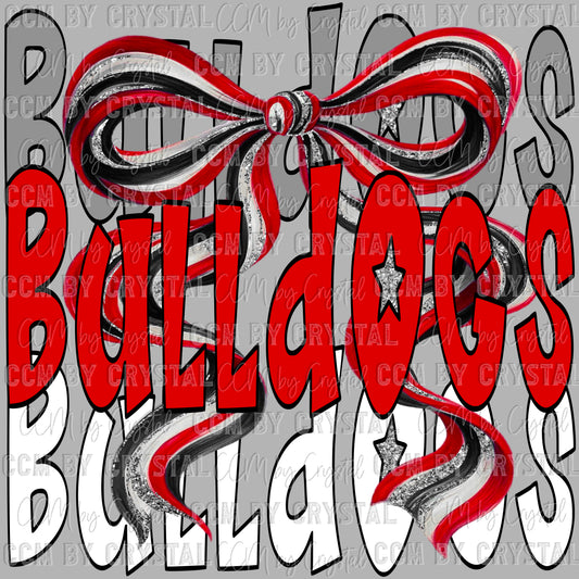 Bulldogs Bow red Mascot Ready to Press Transfer DTF Transfer Sublimation Transfer