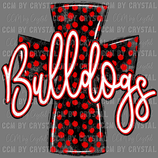 Bulldogs Cross red Mascot Ready to Press Transfer DTF Transfer Sublimation Transfer