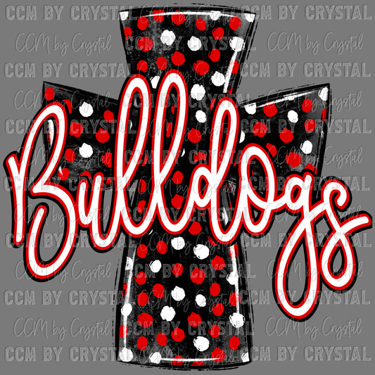 Bulldogs Cross red Mascot Ready to Press Transfer DTF Transfer Sublimation Transfer