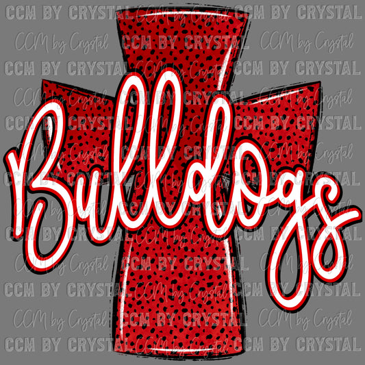 Bulldogs Cross red Mascot Ready to Press Transfer DTF Transfer Sublimation Transfer