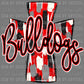 Bulldogs Cross red Mascot Ready to Press Transfer DTF Transfer Sublimation Transfer