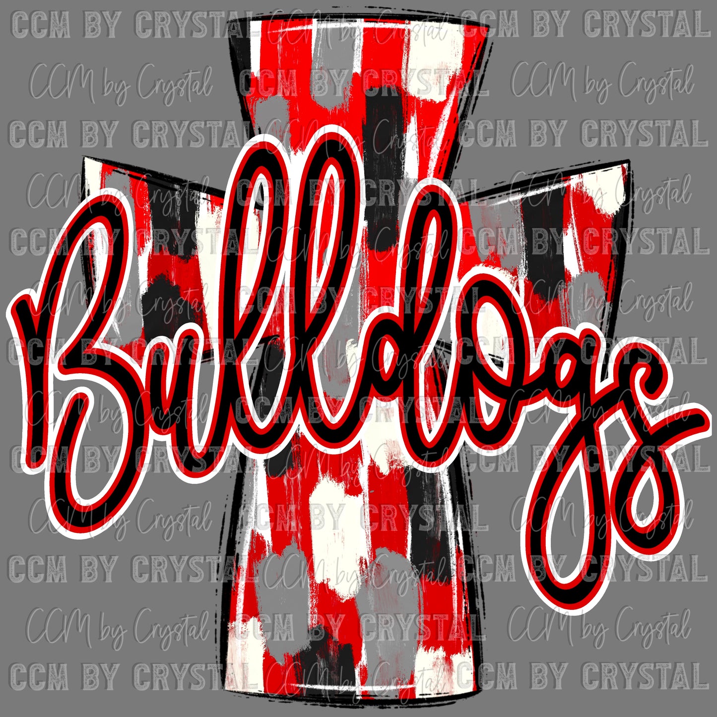 Bulldogs Cross red Mascot Ready to Press Transfer DTF Transfer Sublimation Transfer
