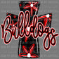 Bulldogs Cross red Mascot Ready to Press Transfer DTF Transfer Sublimation Transfer
