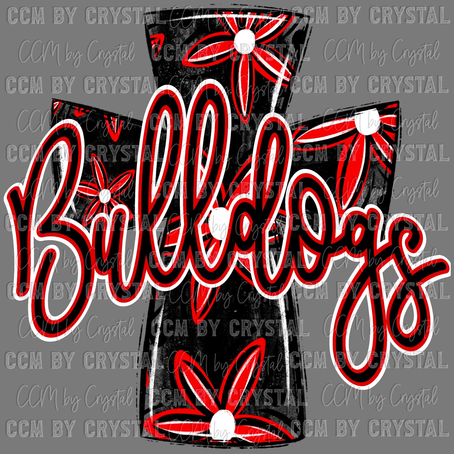 Bulldogs Cross red Mascot Ready to Press Transfer DTF Transfer Sublimation Transfer