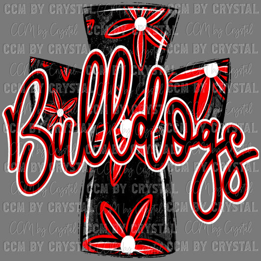 Bulldogs Cross red Mascot Ready to Press Transfer DTF Transfer Sublimation Transfer