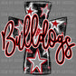 Bulldogs Cross red Mascot Ready to Press Transfer DTF Transfer Sublimation Transfer