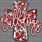 Bulldogs Cross red Mascot Ready to Press Transfer DTF Transfer Sublimation Transfer