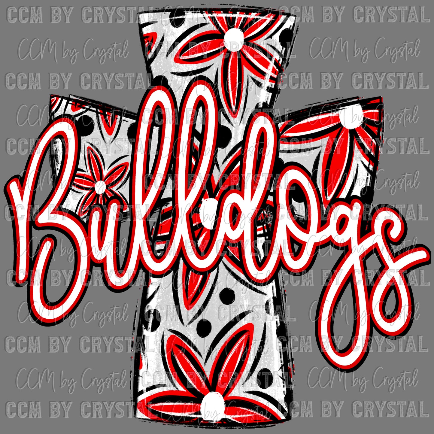 Bulldogs Cross red Mascot Ready to Press Transfer DTF Transfer Sublimation Transfer