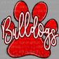 Bulldogs Paw red Mascot Ready to Press Transfer DTF Transfer Sublimation Transfer